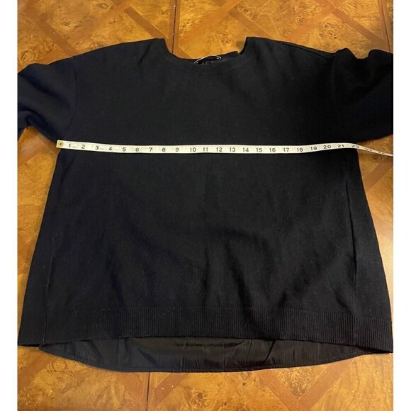 SANDRO PARIS Womens Navy Split Back Scoop Neck Cashmere Wool Sweater Sz 2 Medium - Picture 7 of 13